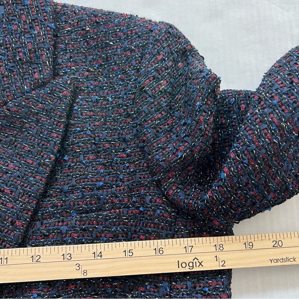 L'AGENCE Ashlyn Navy Multi-Color Textured Tweed Double Breasted Blazer 2 NWT - Picture 14 of 16